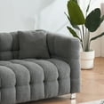 thumbnail image 3 of PORKISS 80" Sofa Couch for Living Room, Comfy Teddy Fleece Extra Deep Seat Couches with 2 Comfortable Pillows, Gray, 3 of 11