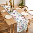 thumbnail image 3 of Table Runner 72 Inches Long for Kitchen Dining, Spring Floral Dresser Scarf Farmhouse, Dining Table Decorations for Wedding/Parties, Pink Blue Flowers Botanical Butterflies 18 x 72 In, 3 of 8