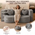 thumbnail image 4 of Bocarali 78.7" Convertible Folding Sofa Bed, Boneless Cloud Couch, Modular Sofa with Pillows, Silver Gray, 4 of 10
