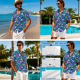 thumbnail image 4 of Xixirimido Tropical Flowers Blue Couples Matching Vacation Outfits Men's Breathable Short Sleeve Shirt & Women's Irregular Hem Dress Coordinated Summer Wear for Dating, 2XL, 4 of 7
