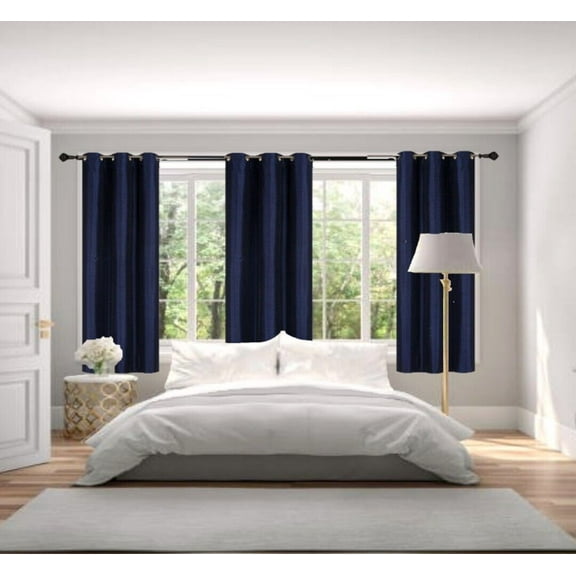 1 Pair Adam Navy 63" length Short Panels 100% Blocking Sun Light Privavy Window Curtain Grommets For Bedroom