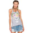 thumbnail image 1 of CHASER LA Flower Crown Skull Jersey TANK Top RACERBACK Faded Grey Multi ( XS ), 1 of 2