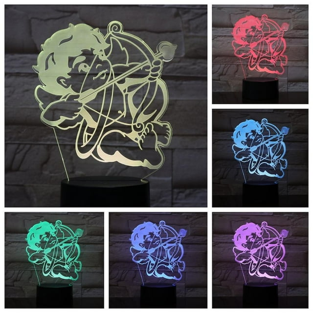 Luz nocturna LED 3D Cupid Archery para dormitorio infantil