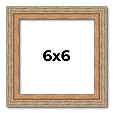 6x6 Frame Brown 60's Wooden Cabinet Solid Wood Picture Frame | 1 Inch Moulding Width | Complete