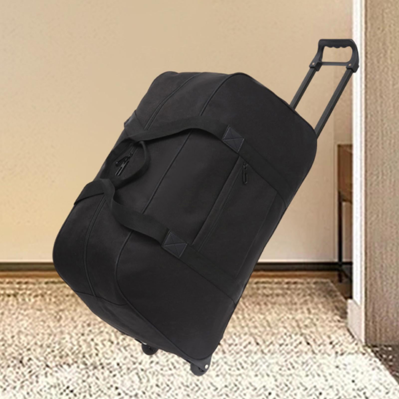 Wzmzjy Wheeled Duffel Bag Suitcase Telescoping Handle Handbag Men Women Multifunctional black