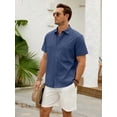thumbnail image 3 of sogami Men's Breathable Cotton Linen Short Sleeve Button Down Casual Shirt For Summer, 3 of 8