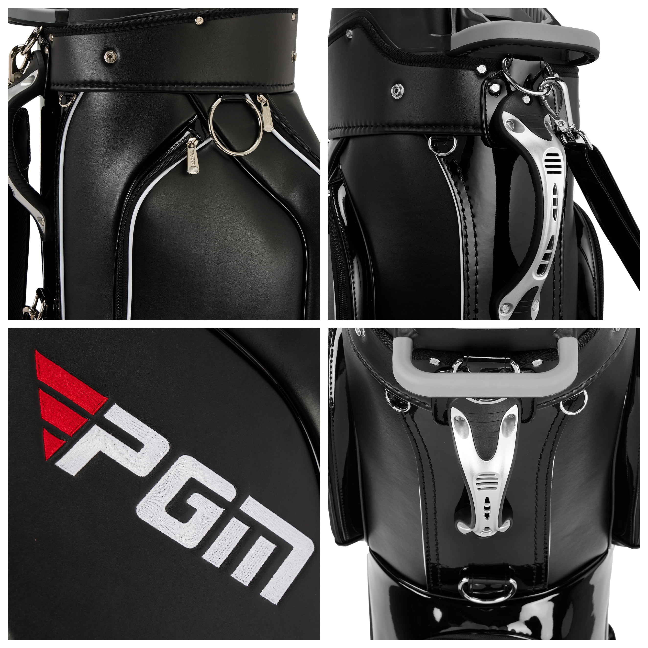 PGM Golf Cart Bag 14 Way Organizer Divider Silent Top Waterproof Bag/Black Leather