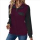 thumbnail image 3 of Blusa Holgada de Retazos con Cuello de Solapa y Botones de Larga con Bloques de Color para Mujer, Estilo Urbano Y2K Rojo Vino M, 3 of 6