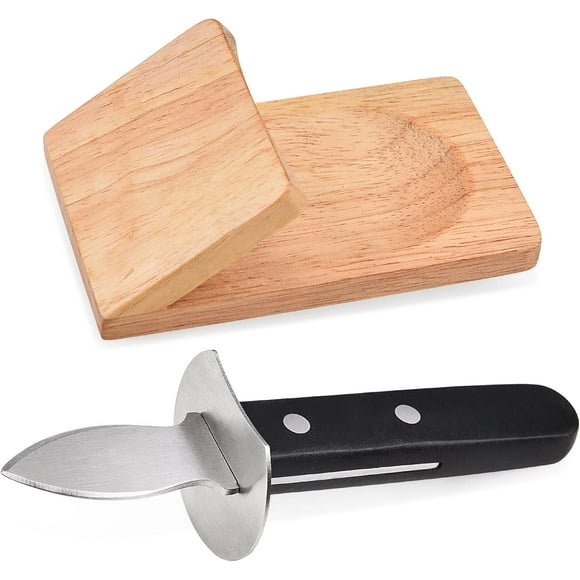 Oyster Knife Shucker Set Oyster Shucking Knife with Wooden holder Oyster Shucking Clamp Seafood Tools