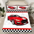 thumbnail image 2 of Manfei Race Car Queen Sheet Sets,Speed Extreme Sport Flat Sheet,Classic Geometric Checkered Queen Fitted Sheet For Boys Kids,Ultra Soft Home Decor,4pcs, 2 of 7