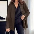 thumbnail image 5 of Gytharion Faux Suede Jackets for Women Lightweight Casual Long Sleeve Shacket Jacket Fashion Solid Button Down Lapel Coat Loose Comfy Winter Outerwear with Pockets, 5 of 8