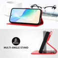 thumbnail image 5 of Wallet Leather Case For Motorola Moto G Play 2025 6.8",with Card Holder,wristband, Shockproof Kickstand Embossed Little Cat Watering Tree Phone Case,Red,For Moto G Play 2025, 5 of 8