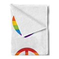 thumbnail image 2 of Pride Soft Flannel Fleece Throw Blanket, Various in Rainbow Colors Peace Hand Signs Heart Shape Gay Community, Cozy Plush for Indoor and Outdoor Use, 70" x 90", Multicolor, by Ambesonne, 2 of 5
