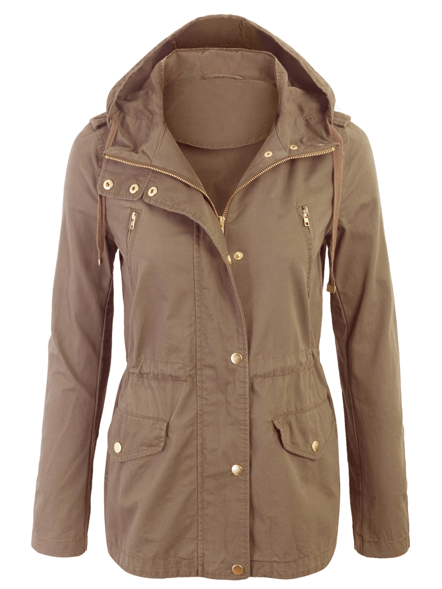 Kogmo Womens Zip Up Military Anorak Safari Jacket with Hoodie - Walmart.com