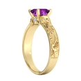 thumbnail image 6 of 2.06 ctw Amethyst Ring with Diamonds 14K Yellow Gold Filigree Cathedral Princess, 6 of 7