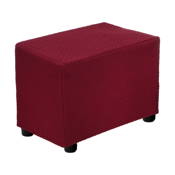 Funda de Otomán Rectangular de Sarga que se Ajusta a Longitudes de 20"-30", S-Grande, Rojo Vino