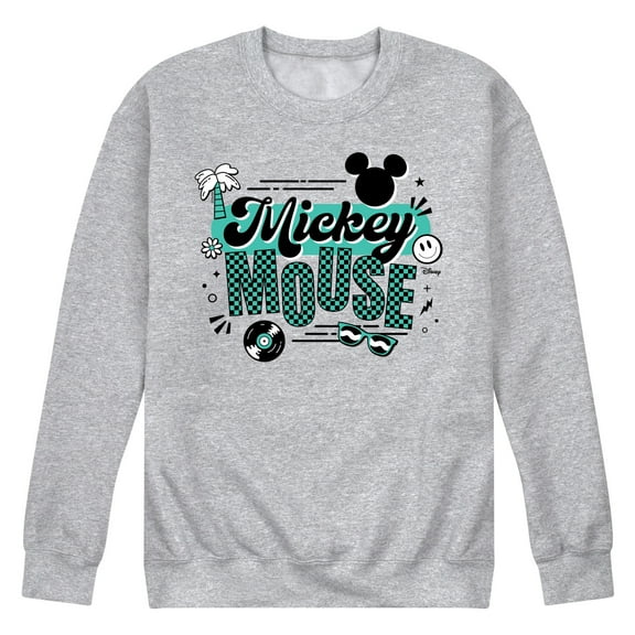 Disney - Mickey & Friends - Mickey Outline - Retro Music Icons - Men's Crew Neck Fleece Pullover