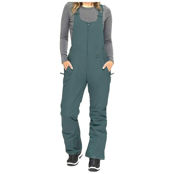 yardsong Women's Insulated Snow Bib Overalls - Waterproof Windproof Ski Snowboarding Pants Blue,XXXL