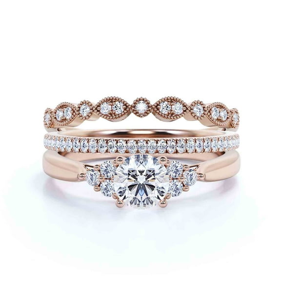 Personalized Minimalist 2.25 Carat Round Cut, Diamond Moissanite Engagement Ring, Wedding Ring, in 18k Rose Gold Plating Gift For Her