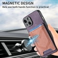 thumbnail image 5 of Nalacover Case for iPhone 15 Plus Card Slots Wallet Case, Vintage Denim Pattern PU Leather Magnet Car Mount Cover, Full Edge Protection Anti-Drop Shockproof Case, Purple, 5 of 9