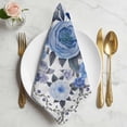 thumbnail image 2 of Boho Blue Flower Cloth Napkins, Spring Watercolor Country Floral Plant Washable and Reusable Dinner Napkins Set of 4, Table Napkin for Kitchen Party Birthday Wedding Hotel Housewarming 20"x20", 2 of 9