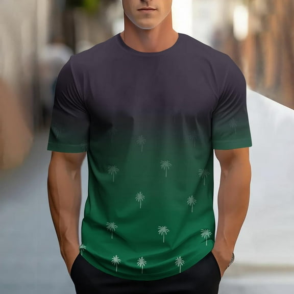 Wancir Men's T Shirts Plant Graphic Shirt Tops Summer Fashion Round Neck Short Sleeve Tropical Printed Casual Tees