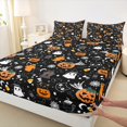 thumbnail image 3 of jejeloiu Spooky Pumpkin Full Size Sheets,Halloween Ghost Bed Sheets,Spider Webs Sheet Sets For Girl Boy,Breathable Room Decoration,4-Piece, 3 of 7