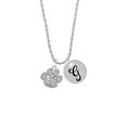 thumbnail image 2 of Delight Jewelry Silvertone Large Paw with Clear Crystals Silvertone Script Initial Disc - G - Charm Necklace, 20"+3", 2 of 4