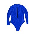 thumbnail image 5 of JIAYUE Women's One-Piece Swimsuit Solid Color Zipper Front For Surfing V Neck Long Sleeve Bathing Suit Soft Female Swimwear, 5 of 5