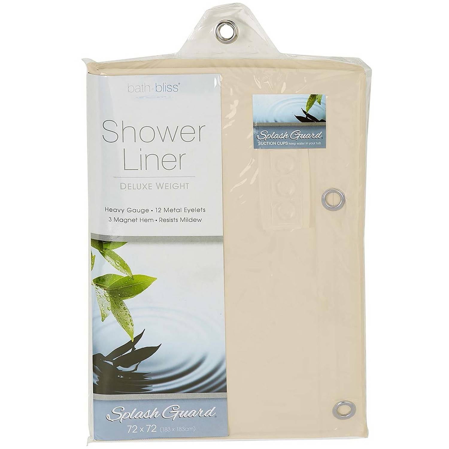 Bath Bliss Premium Splash Guard Shower Curtain Liner, Beige Walmart
