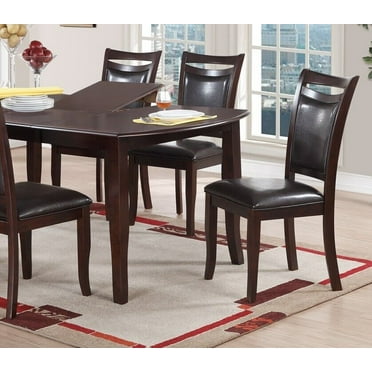 Transitional Brown Finish Set of 2 Dning Chairs Kitchen Dining Room Furniture Anacardium Wood Faux Leather Cushion Seat