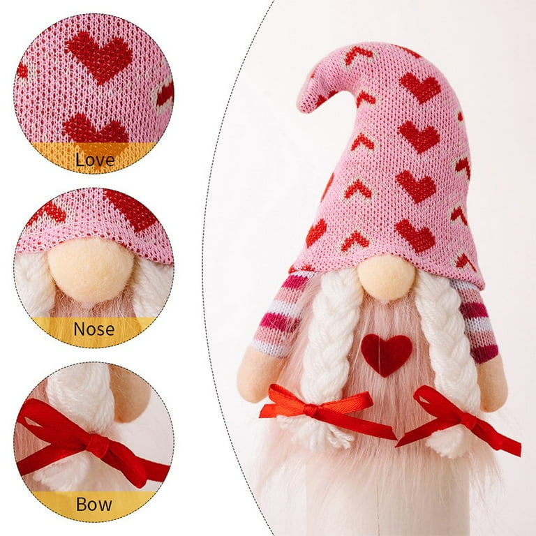 Valentines Day Decorations, 2 Pack Handmade Scandinavian Tomte