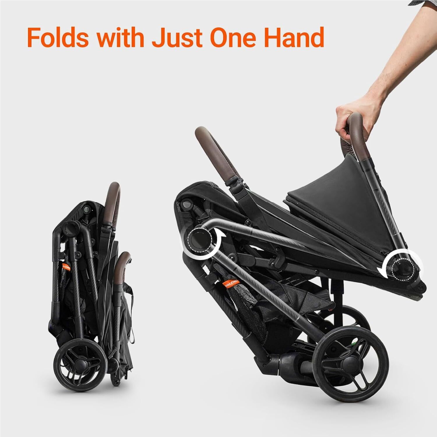 Carbon Fiber Baby Stroller Travel Lightweight Compact Stroller Easy-Fold Design Infant to Baby Toddler