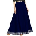 thumbnail image 1 of eloria Maxi Tier Skirt Elastic Waist Cotton Bohemian Skirts Boho Long Flaired, Color : Royal Blue, Size : 10, 1 of 1