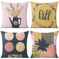 thumbnail image 1 of Hello Fall Black Pink Decorative Pillows Set Of 4, Linen Autumn Decorative Cushion Covers Linen Study Sofa Cushion Cover, 1 of 5