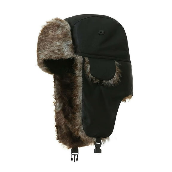 Winter Trapper Hat with Ear Flaps for Men & Women - Insulated Hat for Cold Weather, Black