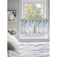 thumbnail image 3 of Navy Blue Eucalyptus Leaves 2 Panel Kitchen Curtains for Small Windows, Retro Country Leaf Botanical Bathroom Tier Curtain, Short Window Treatment for Bedroom/Living Room 55"x36", 3 of 6