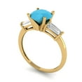 thumbnail image 2 of Three-Stone Engagement Ring for Women - 2ct Simulated Turquoise in 14K Yellow Gold Promise Ring, 2 of 6