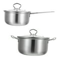 thumbnail image 3 of OUNONA 2Pcs Cooking Pots Set Stainless Steel for Housewives, 3 of 5