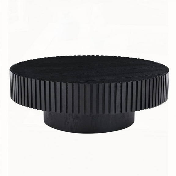 Modern BLACK MDF Coffee Table with 39.37inch Drum Design for Living Room