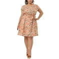 thumbnail image 2 of MODA NOVA Juniors Plus Size V Neck Short Sleeve Floral Knee Length Midi Dress, 2 of 7
