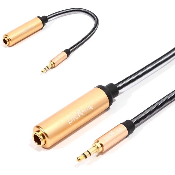 picK-me 6.35mm 1/4" TRS Female to 3.5mm 1/8" TRS Male Professional Audio Cable, Stereo Audio Jack Plug Wire Cord