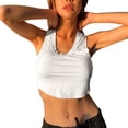 thumbnail image 4 of Playeras,Blusas y Tops,Ropa para Mujer Recortada camisetas sin mangas para las mujeres Blusas sin mangas para mujer Blusa con cuello Chaleco sólido redondo y camisolas para mujer (White, L), 4 of 7