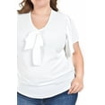 thumbnail image 4 of Blusa con moño al frente Roman Fashion /Tallas Extras, 1874 (Blanco) blanco 42, 4 of 6
