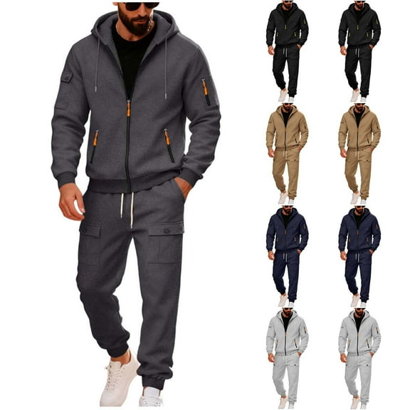 Miluxas Men Sweatsuits Sets Sweat Suits 2 Piece Set Sweatsuit Zip/Pullover Hoodie and Sweatpants Set Jogging Suit Tracksuits Navy