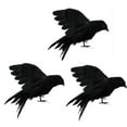 thumbnail image 3 of 3 Pack Realistic Black Feathered Crow Halloween Prop, Hanging Flying Raven Decor for Yard Garden Indoor Outdoor, 3 of 3