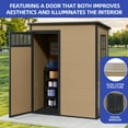 thumbnail image 4 of ModFusion 5×3 ft Resin Storage Shed with Window, Floor, Sloped Roof, Ventilation, Small Plastic Corner Utility Building, 55.3×31.8 in, Garden, Brown, 4 of 10