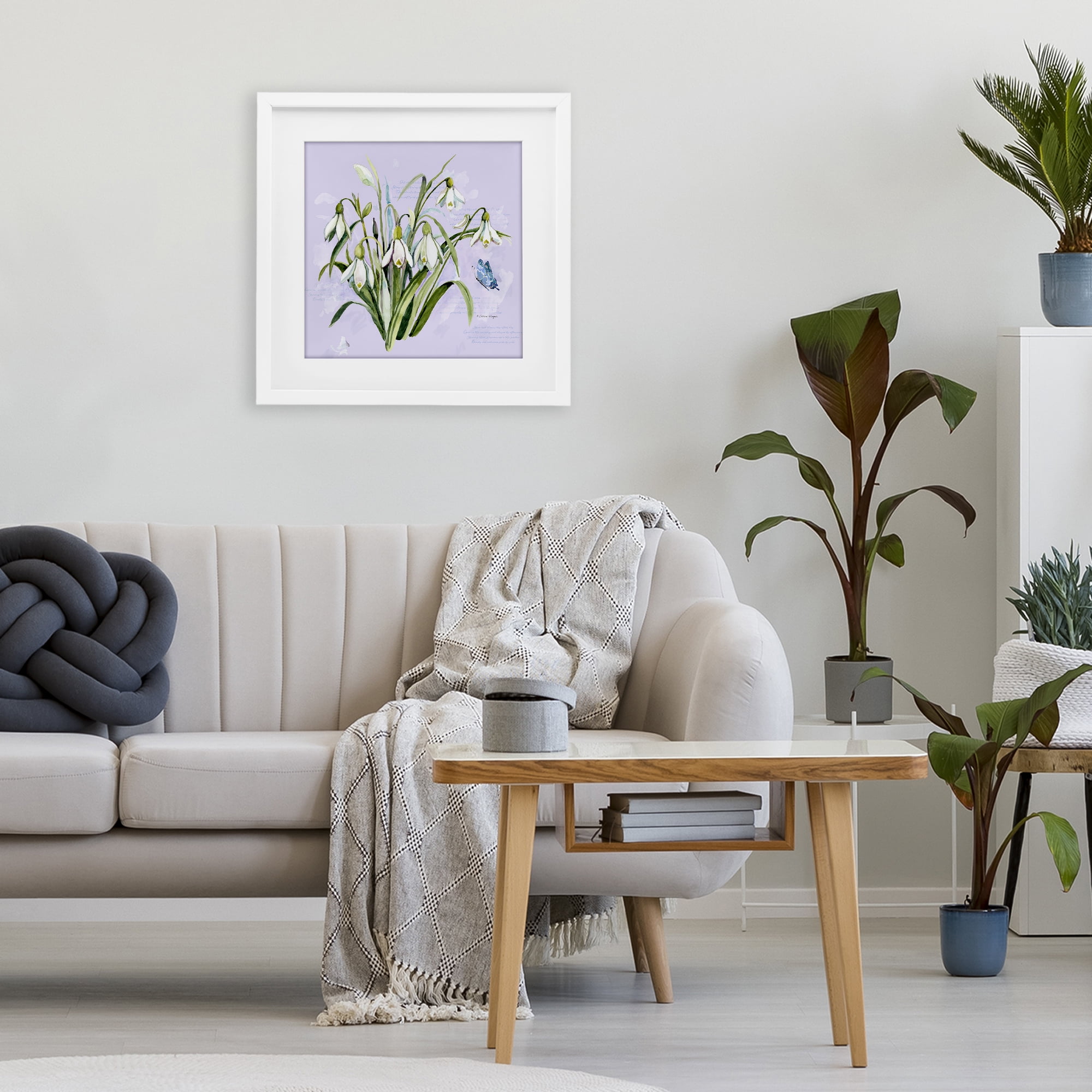 Stupell Industries Snowdrops with Vintage Writings White Framed Print Under Glass, design by Susan Winget