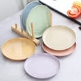 thumbnail image 3 of 5 Pack Wheat Straw 6 Inch Plates, Small Dinner Plates, Round Dishes with Raised Edge, Reusable Salad Plates Set, Unbreakable Appetizer Dessert Serving Plates for Party (Assorted Colors), 3 of 6
