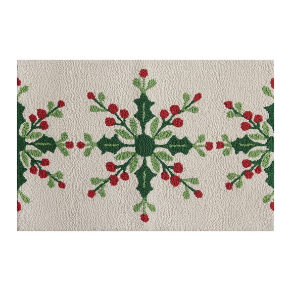 Holiday Time Holly Snowflake 20" x 30" Decorative Accent Rug